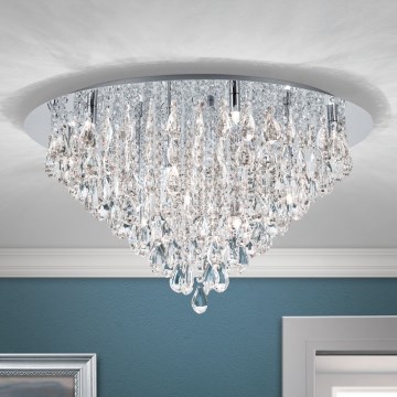 Kristall-Deckenkronleuchter CELESTE 12xG9/40W/230V d 75 cm glänzendes Chrom