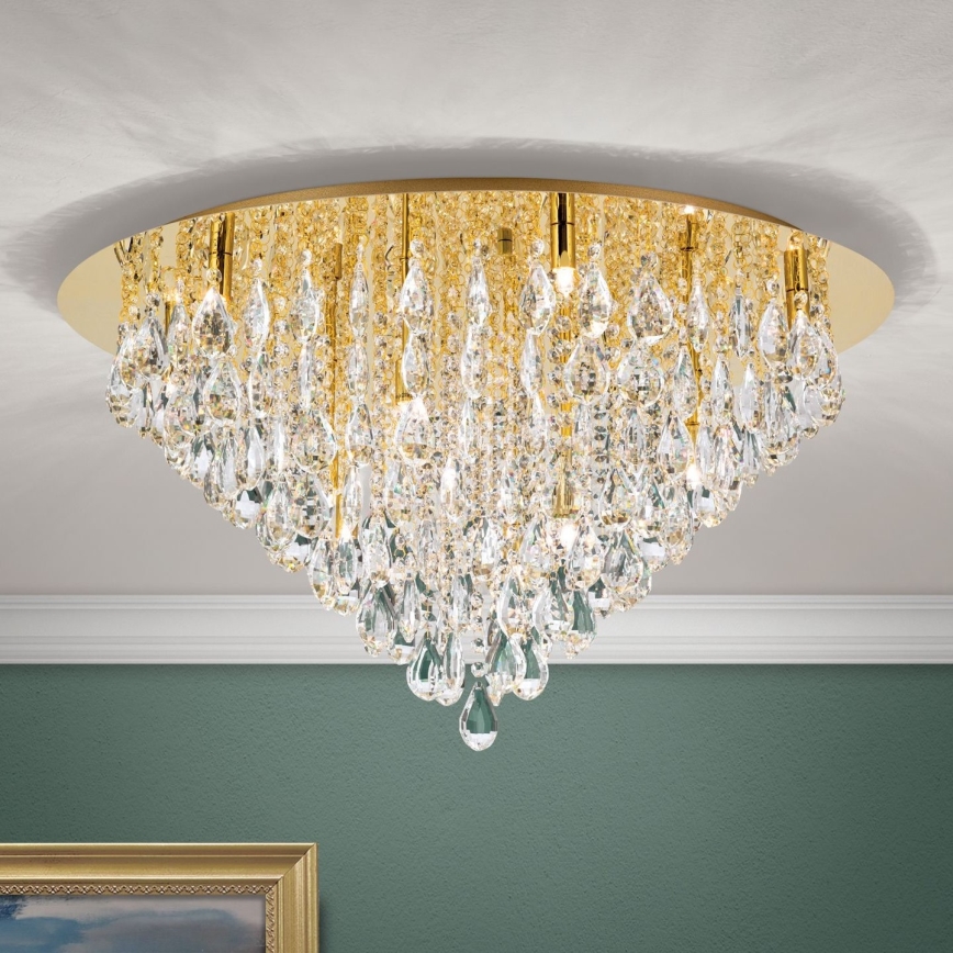 Kristall-Deckenkronleuchter CELESTE 12xG9/40W/230V d 75 cm golden