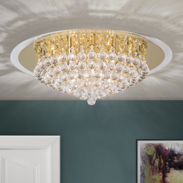 Kristall-Deckenkronleuchter GLORIA 9xG9/40W/230V d 62 cm golden