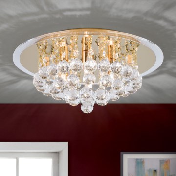 Kristall-Deckenleuchte GLORIA 4xG9/40W/230V d 38 cm golden