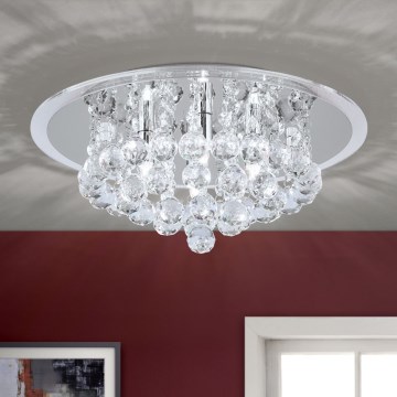 Kristall-Deckenleuchte GLORIA 4xG9/40W/230V d 38 cm klar/glänzendes Chrom