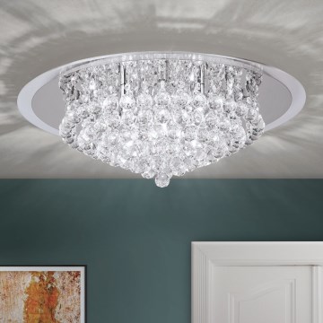 Kristall-Deckenleuchte GLORIA 9xG9/40W/230V d 62 cm klar/glänzendes Chrom