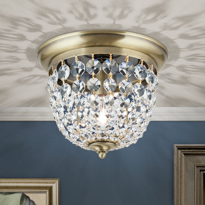 Kristall-Deckenleuchte PLAFOND 1xE27/40W/230V d 26 cm bronzen