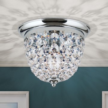 Kristall-Deckenleuchte PLAFOND 1xE27/40W/230V d 26 cm glänzendes Chrom