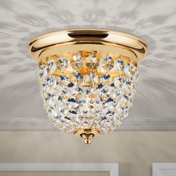 Kristall-Deckenleuchte PLAFOND 1xE27/40W/230V d 26 cm golden