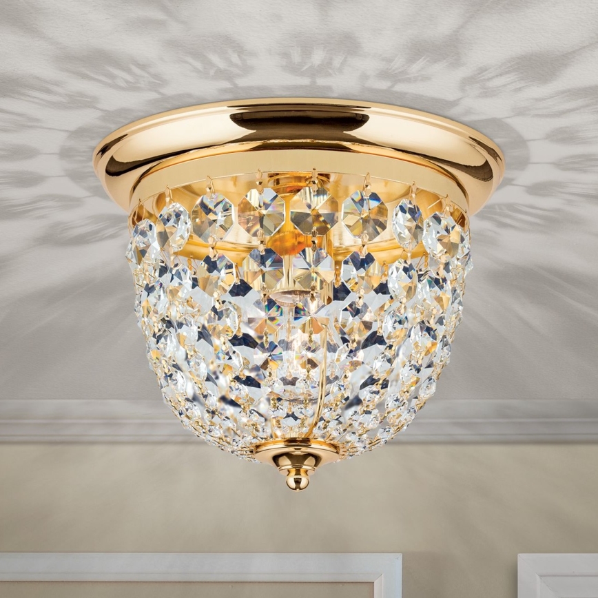 Kristall-Deckenleuchte PLAFOND 1xE27/40W/230V d 26 cm golden