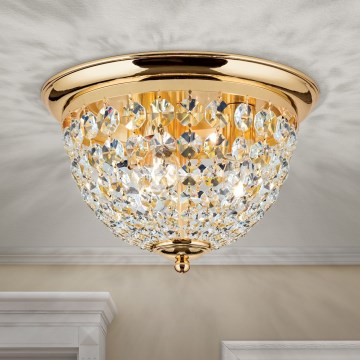 Kristall-Deckenleuchte PLAFOND 3xE27/40W/230V d 35 cm golden