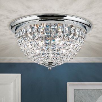 Kristall-Deckenleuchte PLAFOND 6xE27/40W/230V d 47 cm glänzendes Chrom