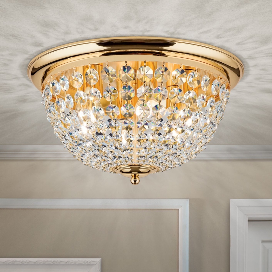 Kristall-Deckenleuchte PLAFOND 6xE27/40W/230V d 47 cm golden