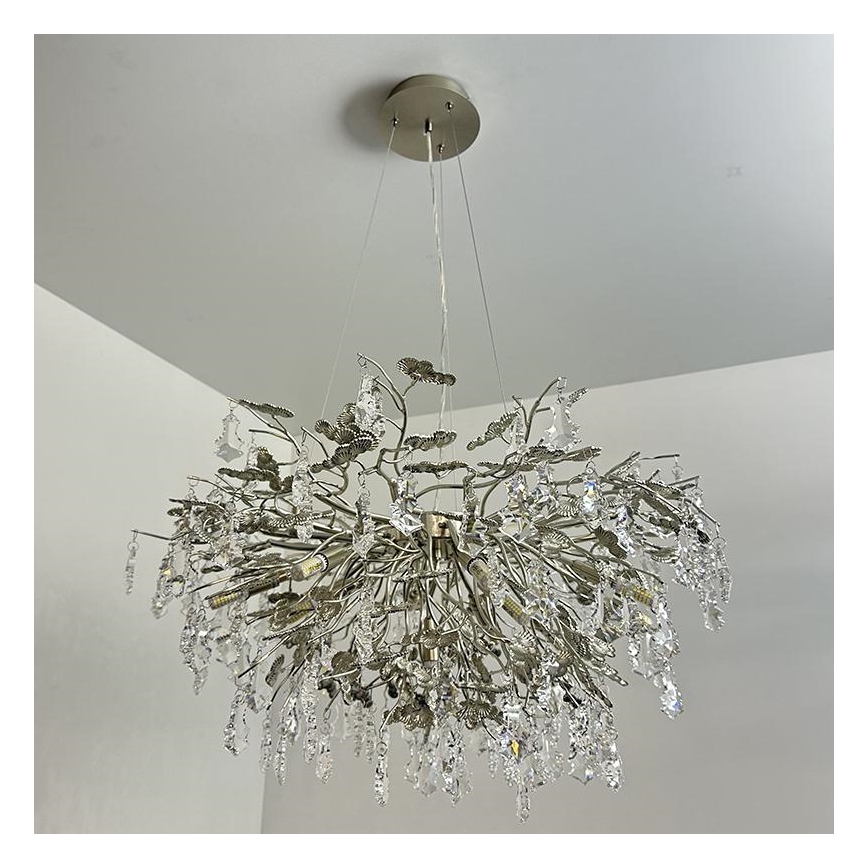 Kristall-Kronleuchter an Aufhängung 13xG9/40W/230V glänzendes Chrom
