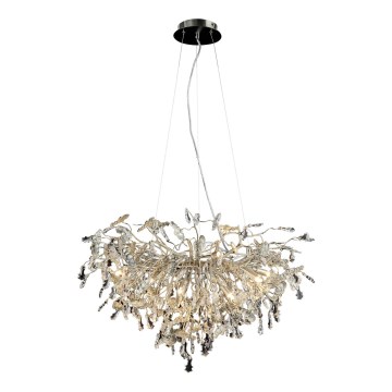 Kristall-Kronleuchter an Aufhängung 13xG9/40W/230V glänzendes Chrom