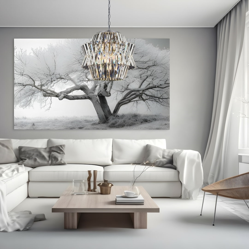 Kristall-Kronleuchter an Kette CROWN 12xE14/40W/230V glänzendes Chrom