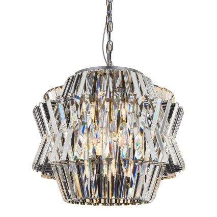 Kristall-Kronleuchter an Kette CROWN 12xE14/40W/230V glänzendes Chrom