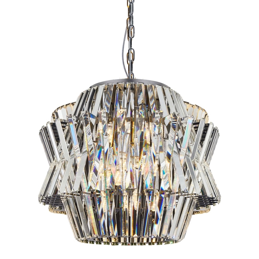 Kristall-Kronleuchter an Kette CROWN 12xE14/40W/230V glänzendes Chrom