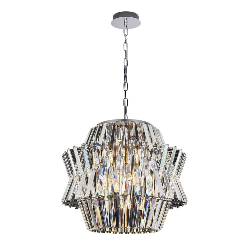 Kristall-Kronleuchter an Kette CROWN 12xE14/40W/230V glänzendes Chrom