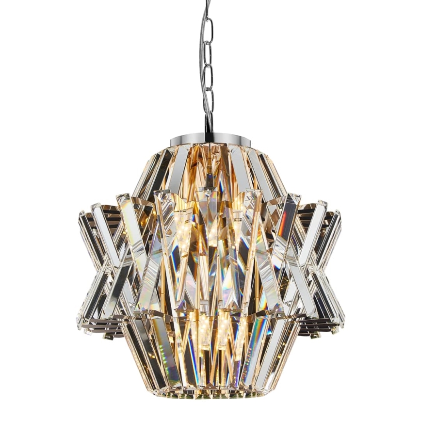 Kristall-Kronleuchter an Kette CROWN 4xE14/40W/230V glänzendes Chrom