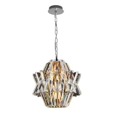 Kristall-Kronleuchter an Kette CROWN 4xE14/40W/230V glänzendes Chrom