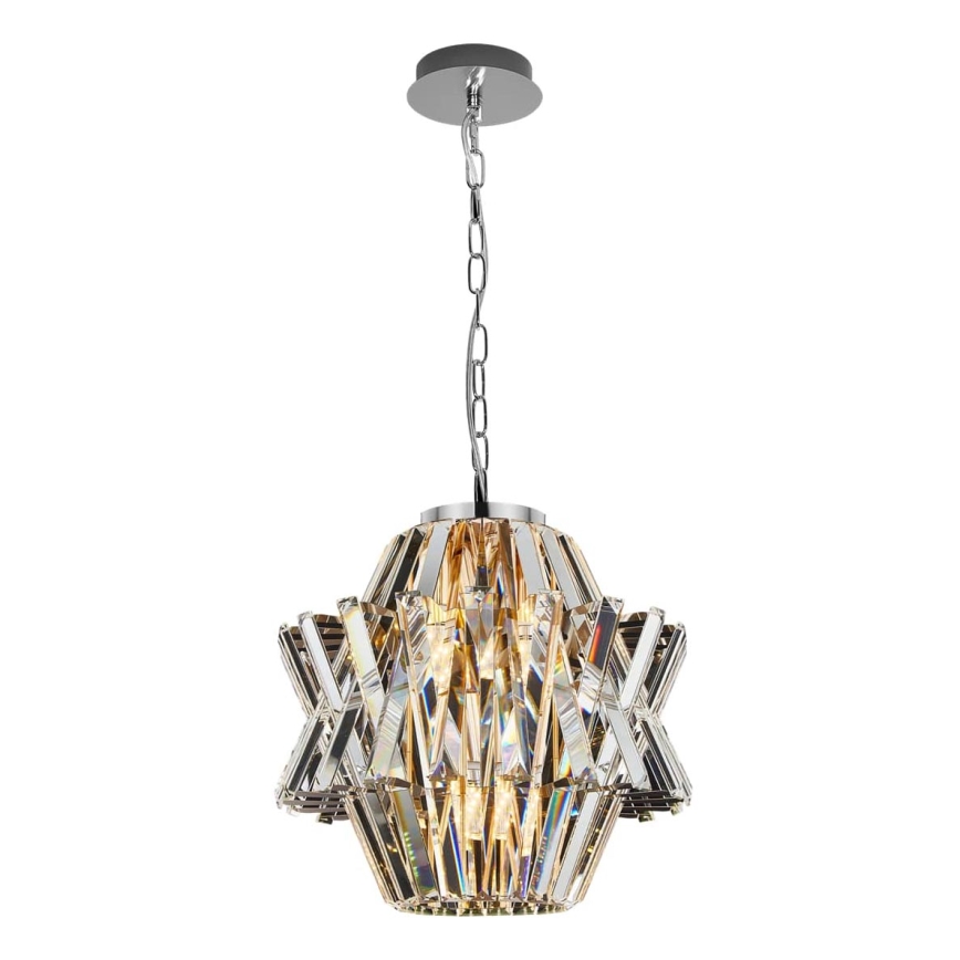 Kristall-Kronleuchter an Kette CROWN 4xE14/40W/230V glänzendes Chrom