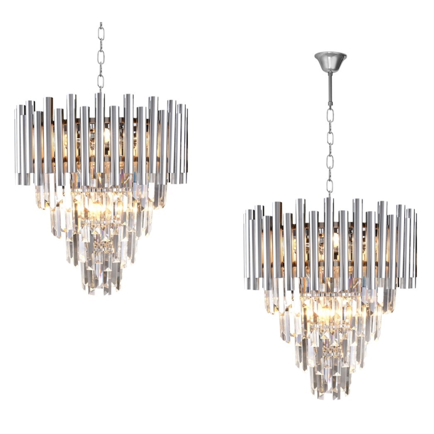 Kristall-Kronleuchter an Kette MADISON 9xE14/40W/230V glänzendes Chrom