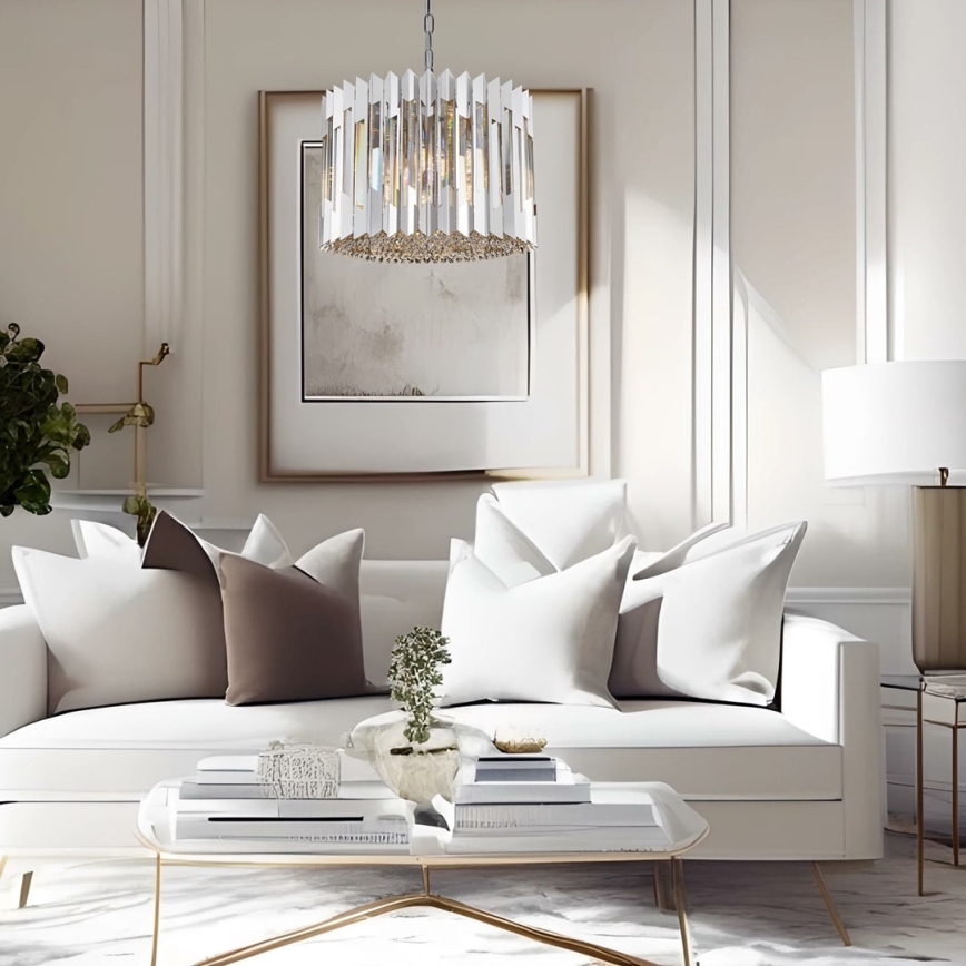 Kristall-Kronleuchter an Kette RITZ 7xE14/40W/230V glänzendes Chrom