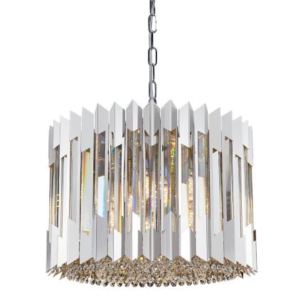 Kristall-Kronleuchter an Kette RITZ 7xE14/40W/230V glänzendes Chrom