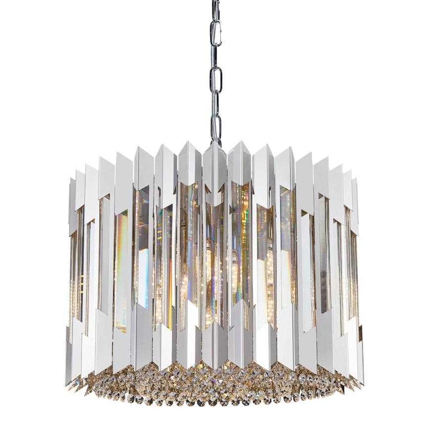 Kristall-Kronleuchter an Kette RITZ 7xE14/40W/230V glänzendes Chrom