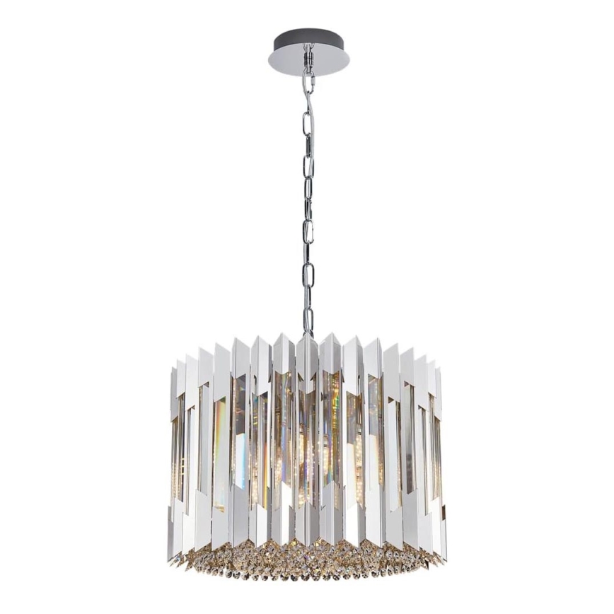 Kristall-Kronleuchter an Kette RITZ 7xE14/40W/230V glänzendes Chrom