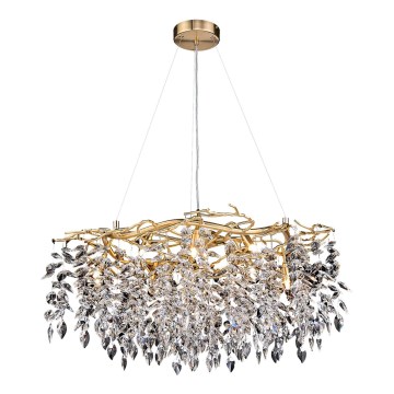 Kristall-Kronleuchter an Schnur 12xG9/40W/230V golden