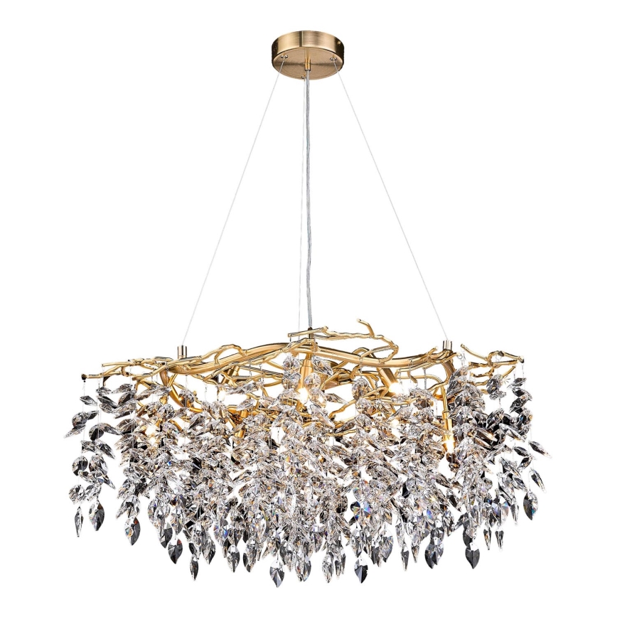 Kristall-Kronleuchter an Schnur 12xG9/40W/230V golden