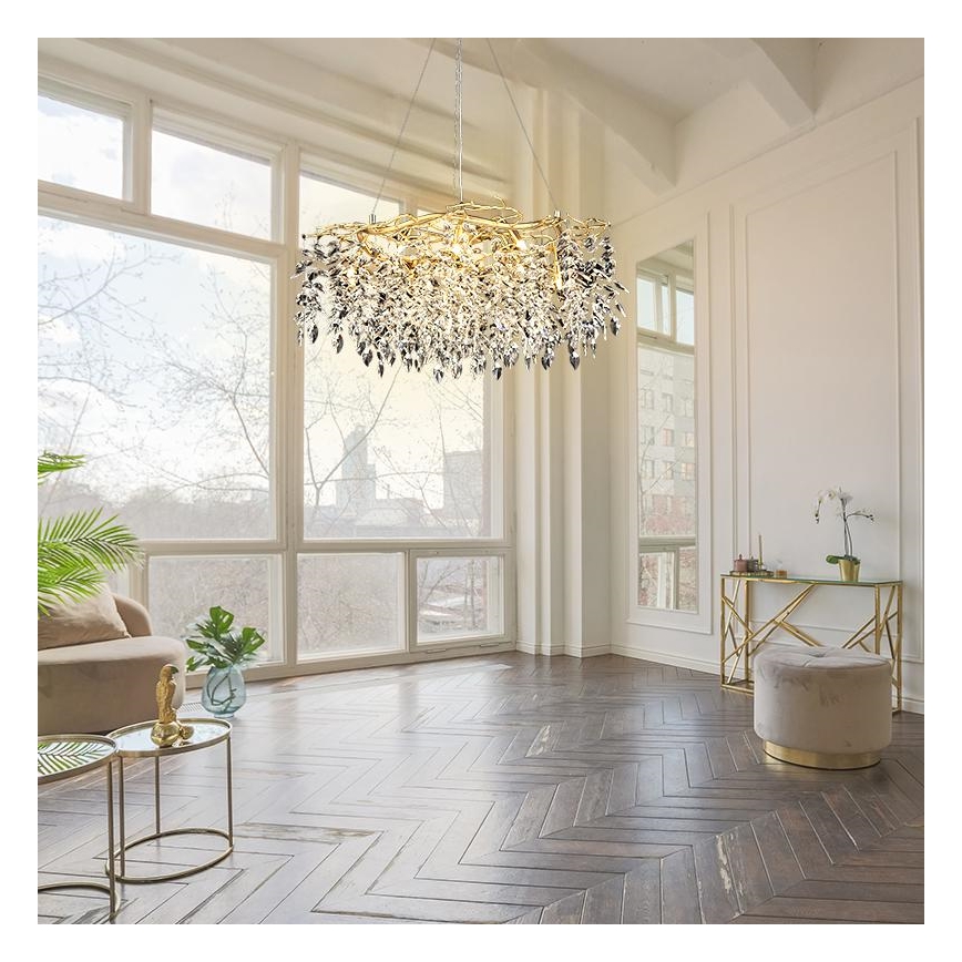 Kristall-Kronleuchter an Schnur 12xG9/40W/230V golden