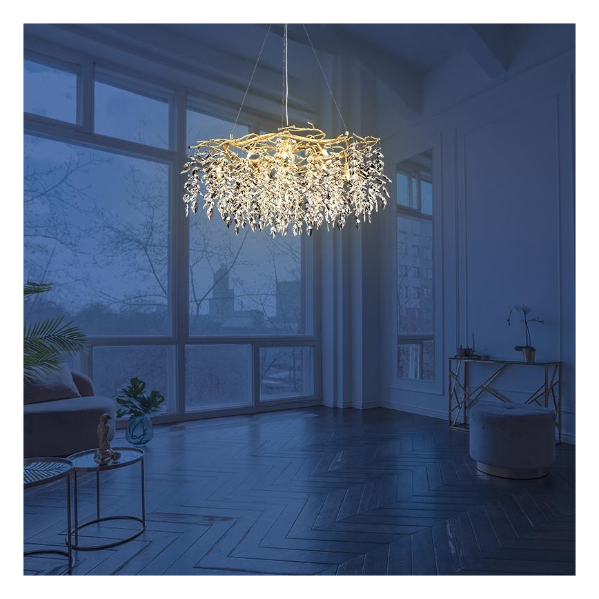Kristall-Kronleuchter an Schnur 12xG9/40W/230V golden