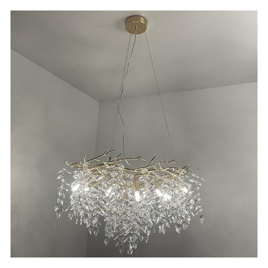 Kristall-Kronleuchter an Schnur 12xG9/40W/230V golden