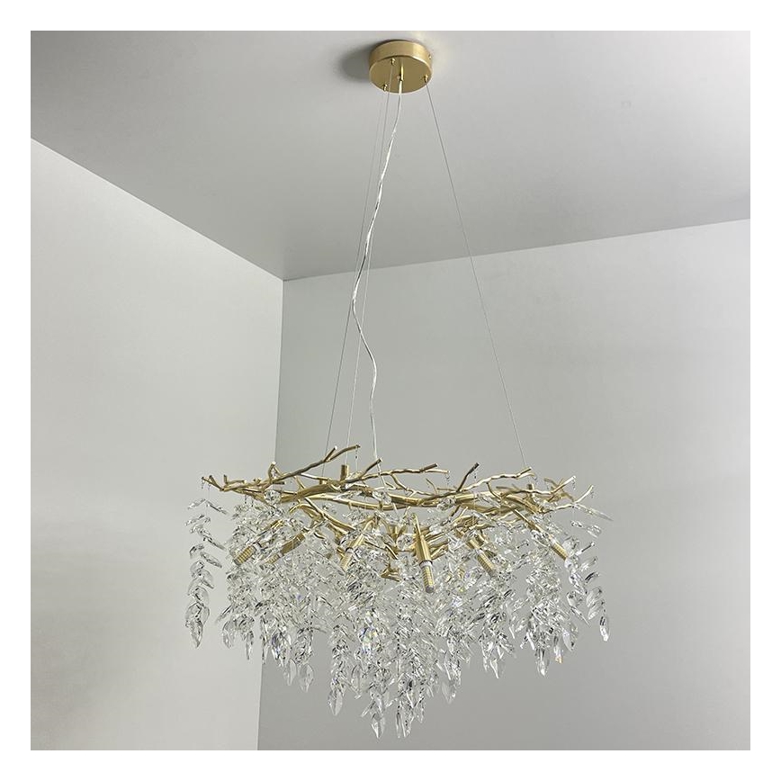 Kristall-Kronleuchter an Schnur 12xG9/40W/230V golden