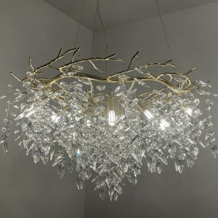 Kristall-Kronleuchter an Schnur 12xG9/40W/230V golden