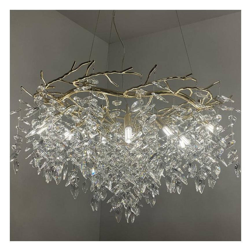 Kristall-Kronleuchter an Schnur 12xG9/40W/230V golden