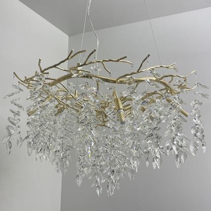 Kristall-Kronleuchter an Schnur 12xG9/40W/230V golden