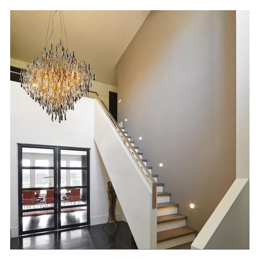 Kristall-Kronleuchter an Schnur 12xG9/40W/230V golden