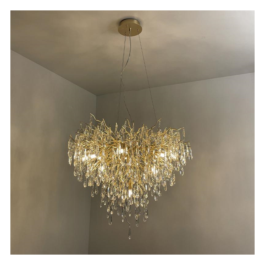 Kristall-Kronleuchter an Schnur 12xG9/40W/230V golden