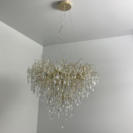 Kristall-Kronleuchter an Schnur 12xG9/40W/230V golden