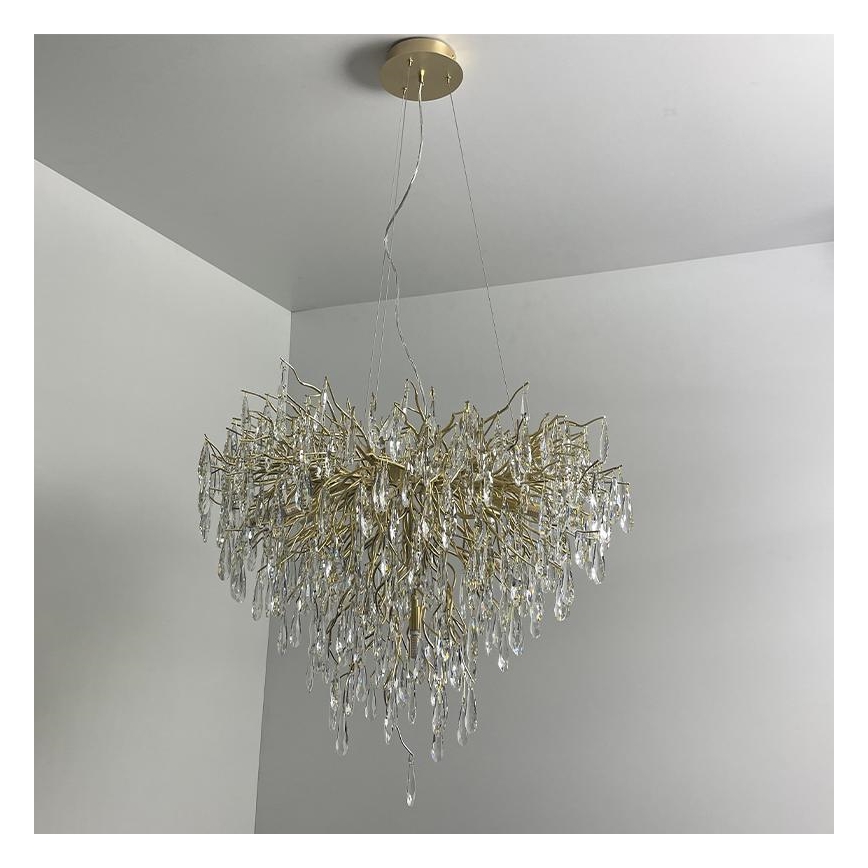 Kristall-Kronleuchter an Schnur 12xG9/40W/230V golden