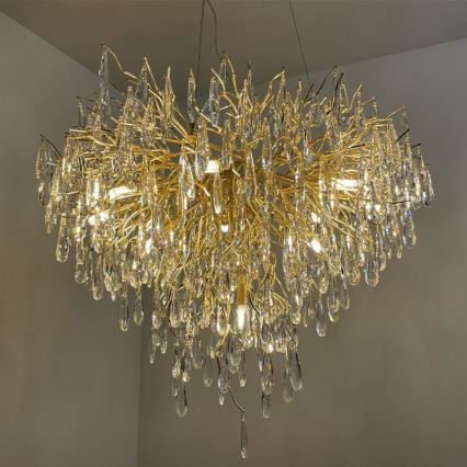Kristall-Kronleuchter an Schnur 12xG9/40W/230V golden