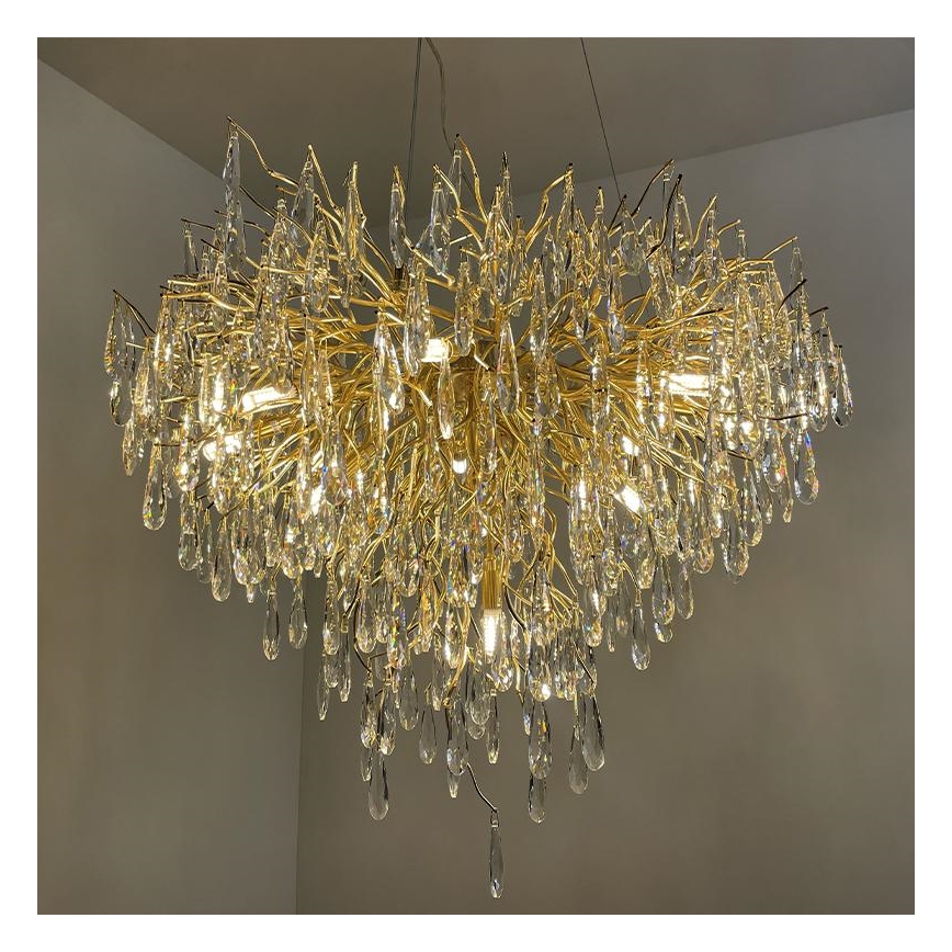 Kristall-Kronleuchter an Schnur 12xG9/40W/230V golden