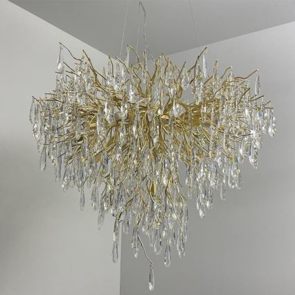 Kristall-Kronleuchter an Schnur 12xG9/40W/230V golden