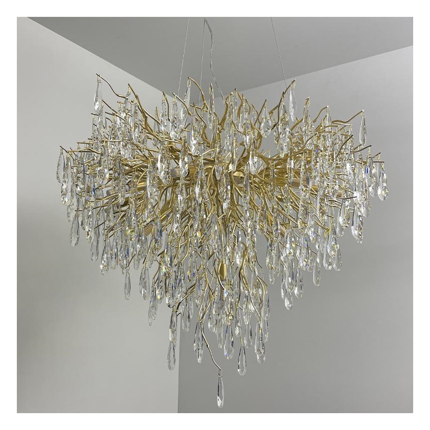 Kristall-Kronleuchter an Schnur 12xG9/40W/230V golden