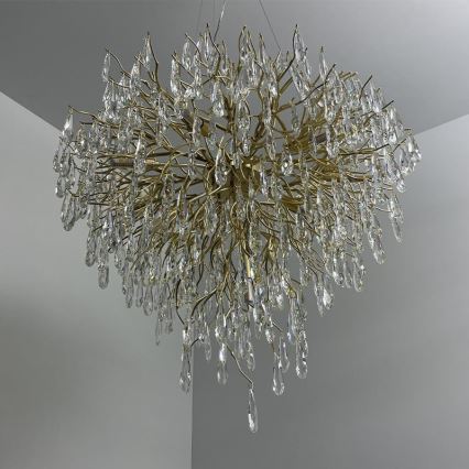 Kristall-Kronleuchter an Schnur 12xG9/40W/230V golden