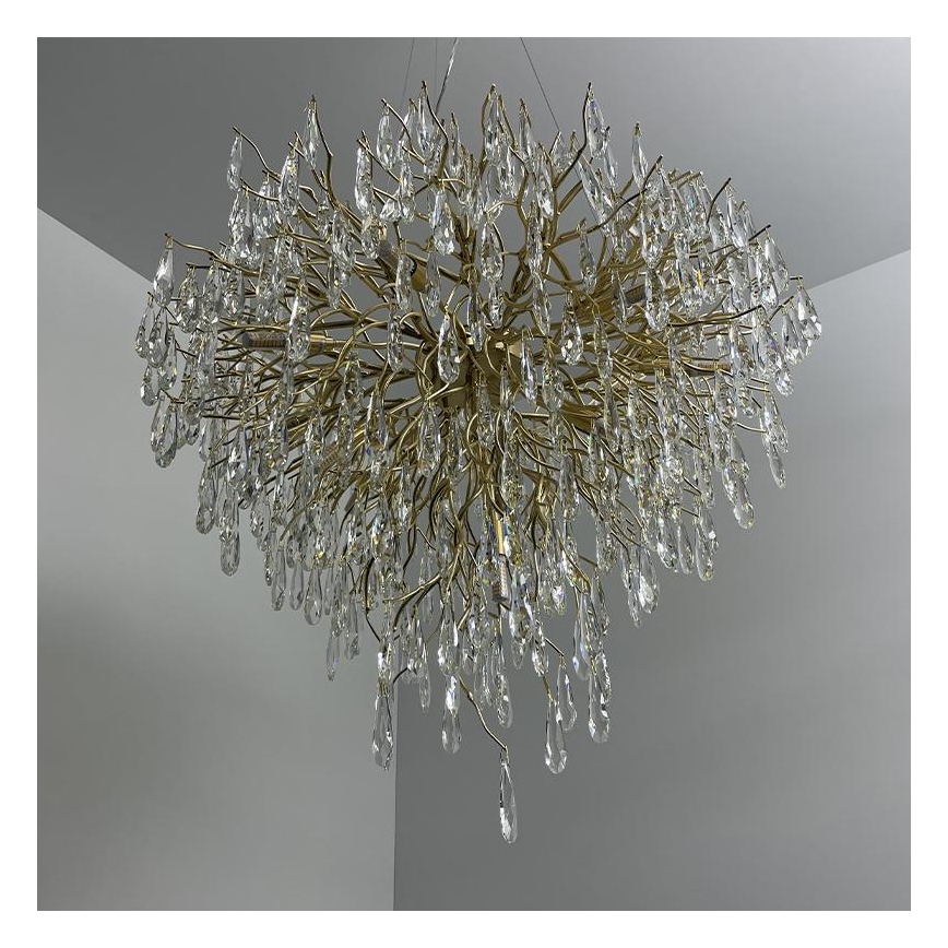 Kristall-Kronleuchter an Schnur 12xG9/40W/230V golden