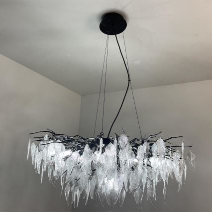 Kristall-Kronleuchter an Schnur 12xG9/40W/230V schwarz