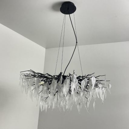 Kristall-Kronleuchter an Schnur 12xG9/40W/230V schwarz