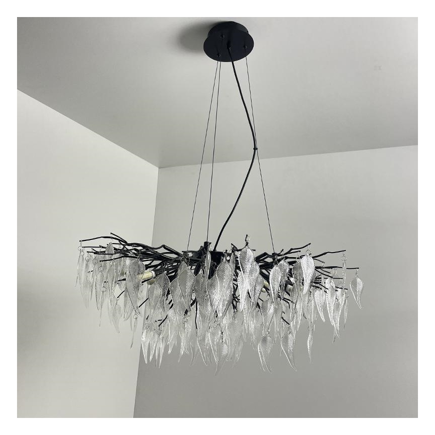Kristall-Kronleuchter an Schnur 12xG9/40W/230V schwarz