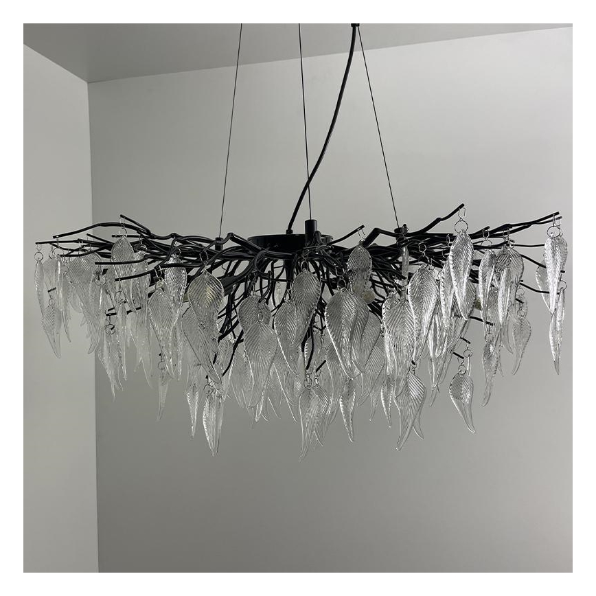 Kristall-Kronleuchter an Schnur 12xG9/40W/230V schwarz
